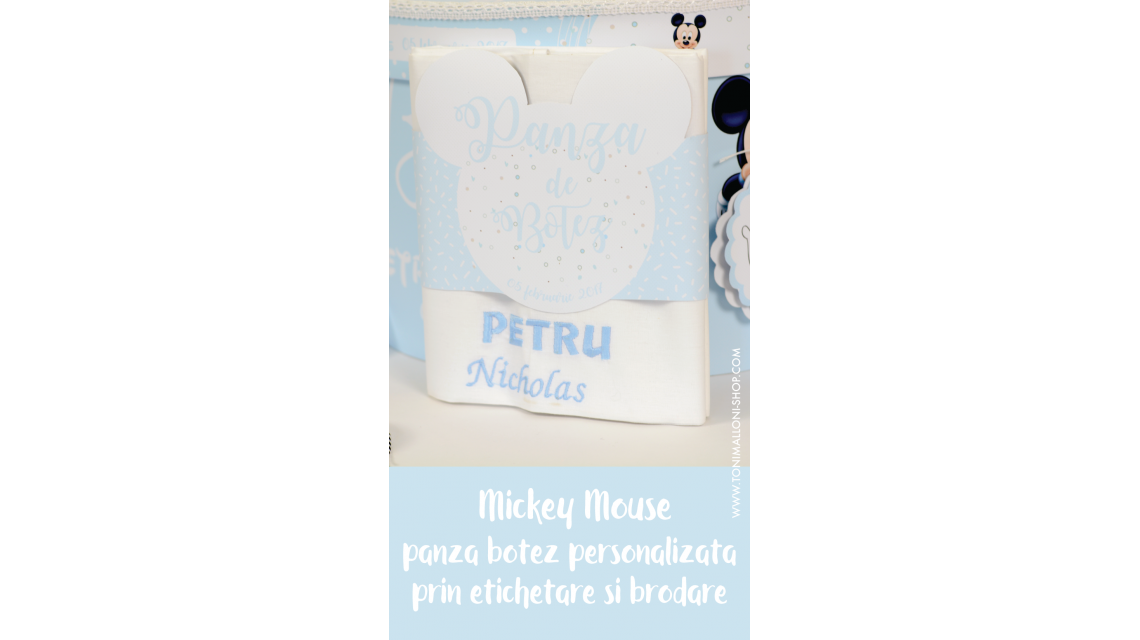 Trusou botez cu Mickey Mouse broderie customizata Mickey Baby Blue 5